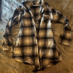 Women's Black and White Plaid Pajama Night Gown